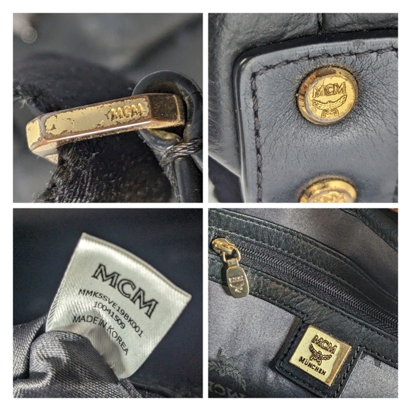 MCM BLACK VISETOS STARK M DIAMOND STUD BACKPACK - Picture 10 of 10